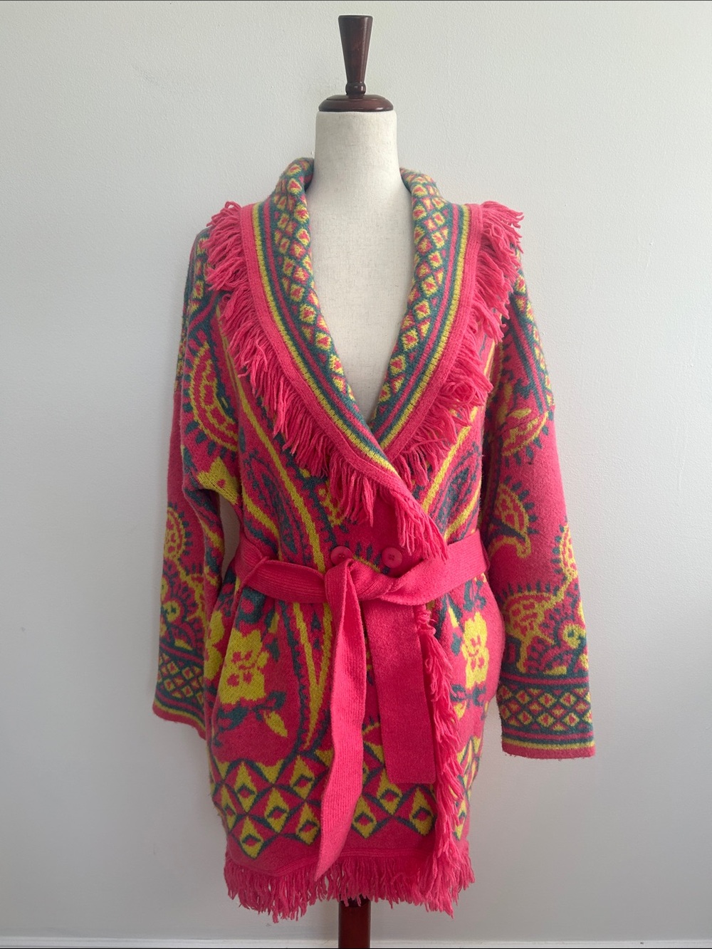 Hale Bob Bright Pink Alessandra Cardigan Size Large EUC - Picture 3 of 8